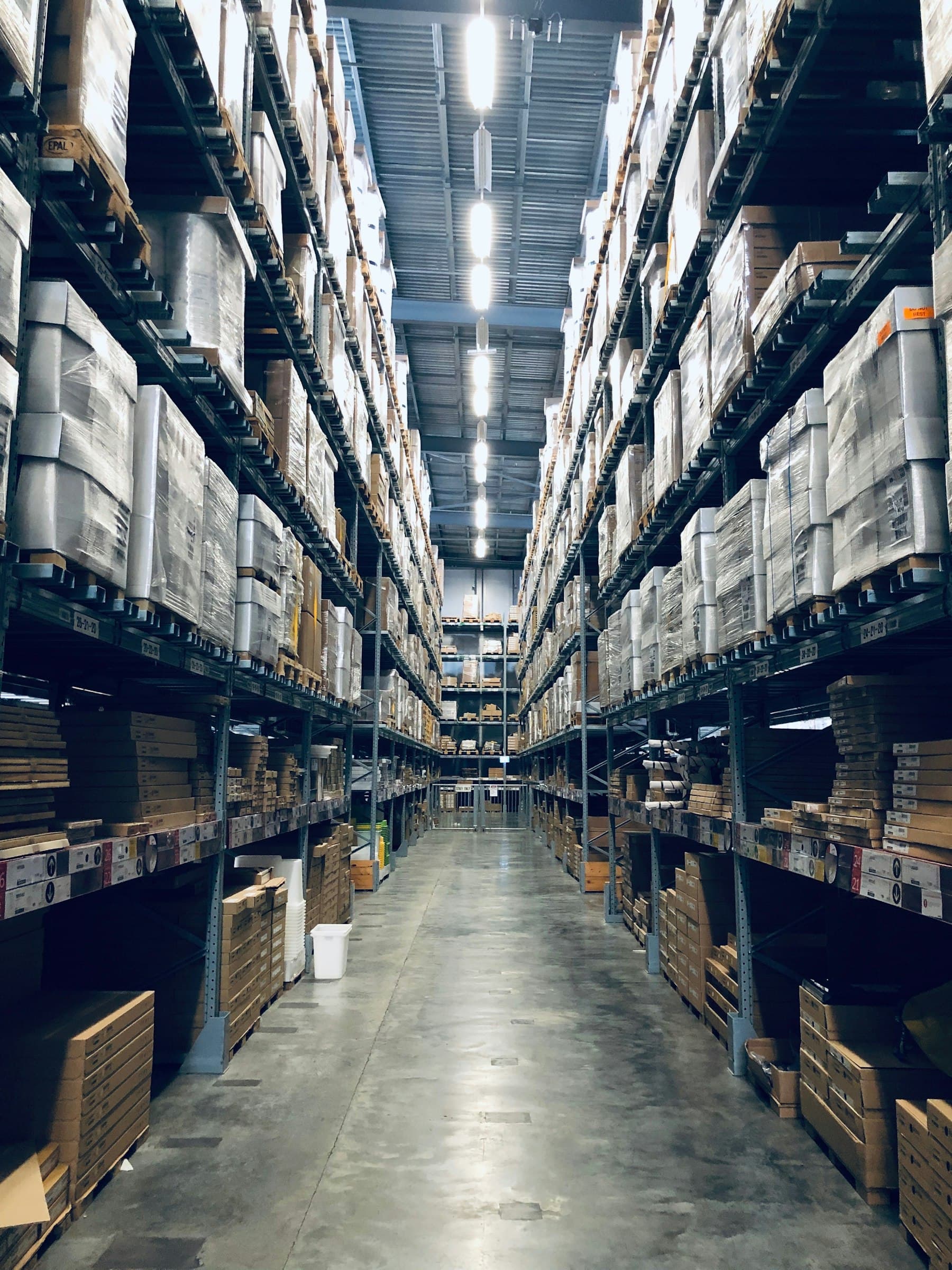 Parcels stored in a fulfilment warehouse